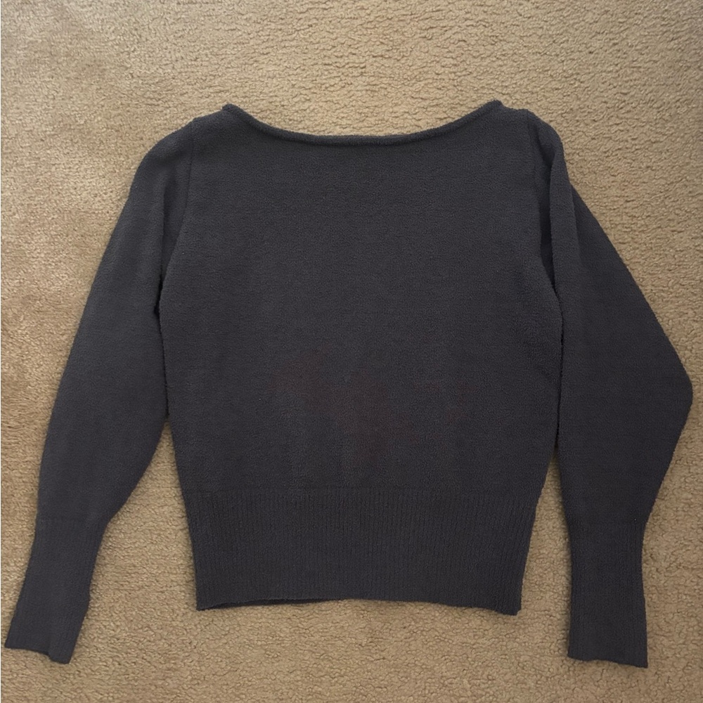 Edikted Off-the-Shoulder Sweater - Charcoal Gray